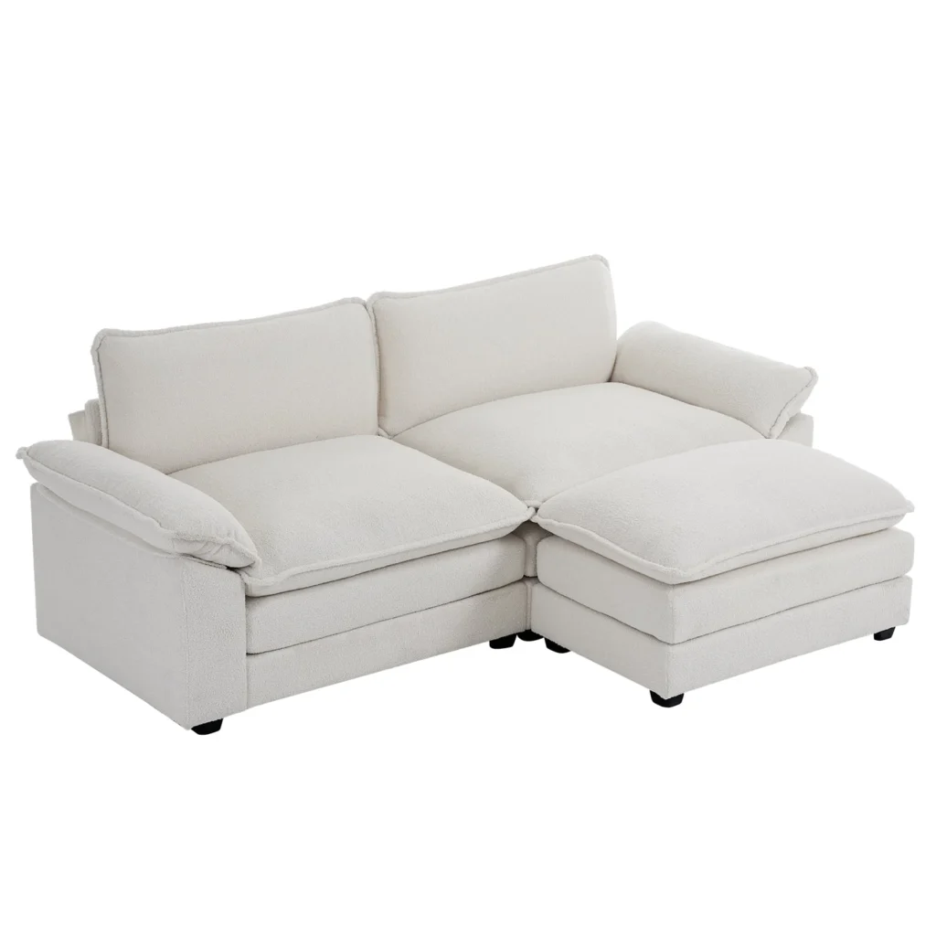 Zimtown Convertible L-Shaped Sectional Sofa – Removable Chaise Chenille β alternate angle showing full product