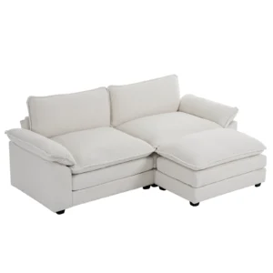 Zimtown Sectional Sofa Ottoman L Shaped Convertible Couch Removable Chaise Chenille Fabric Sofa Set 4 6 Persons Living Room Furniture Dark Grey