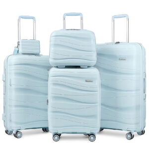 Melalenia 5 Luggage Sets PP Hardside Spinner Luggage Expandable Carry on Suitcase20 24 28