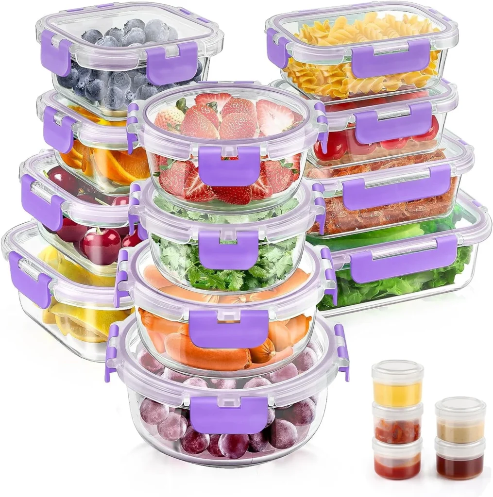 Airtight Glass Food Storage Set – 34-Piece Meal Prep Containers