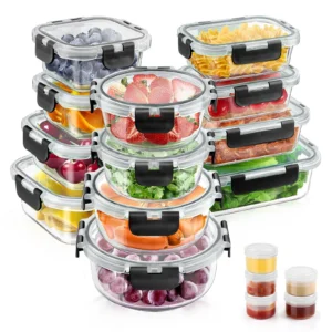 Airtight Glass Meal Prep Food Storage Containers – 34-Piece Set
