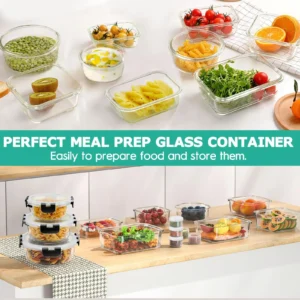 Airtight Glass Meal Prep Food Storage Containers – 34-Piece Set
