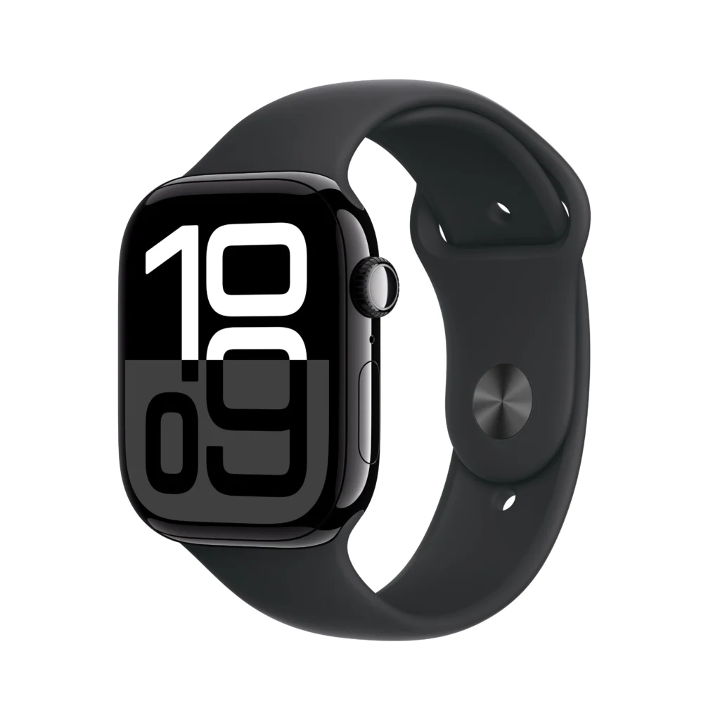 Apple Watch Series 11 GPS 46mm Jet Black Aluminum Case with Black Sport Band M L
