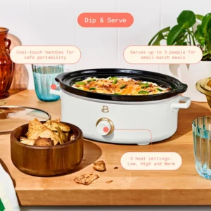 Beautiful Drew Barrymore 2.5 QT Dip Serve Slow Cooker – White Icing