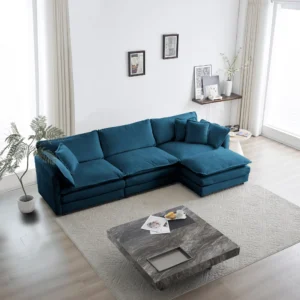 BedLuxury Modular U-Shaped Sectional Sofa – Movable Ottomans, Beige