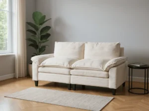 BedLuxury Modular U-Shaped Sectional Sofa – Movable Ottomans, Beige