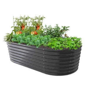Best Choice Products 8x2ft Metal Raised Garden Bed – Oval Charcoal Finish