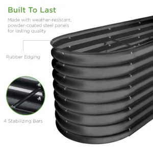 Best Choice Products 8x2ft Metal Raised Garden Bed – Oval Charcoal Finish