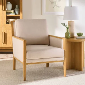 Better Homes & Gardens Windsor Linen Armchair – Espresso Wood