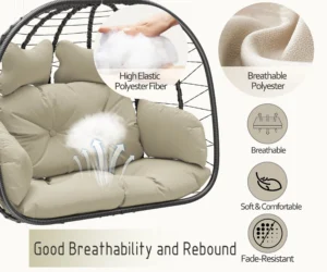 Bifanuo Double Wicker Swing Egg Chair – Foldable, UV Resistant Comfort