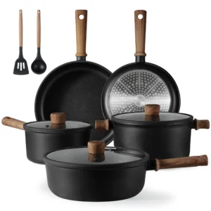 Carote 10 Pcs Nonstick Cookware Sets Pots and Pans Set Black