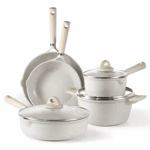 Carote Nonstick Induction Cookware Set – 8-Piece Beige Granite