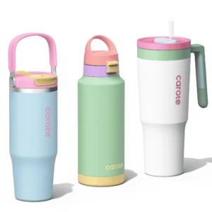 Carote Stainless Steel Tumbler Set – 3-Piece, Handle & Straw Lids