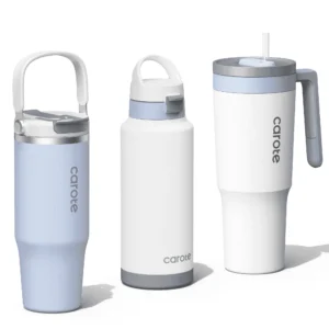 Carote Stainless Steel Tumbler Set – 3-Piece, Handle & Straw Lids