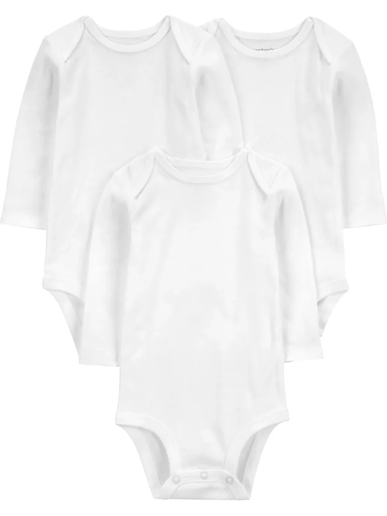 Carter’s Child of Mine Soft Baby Bodysuits 3-Pack – Preemie to 18 Months β close-up detail of design and finish