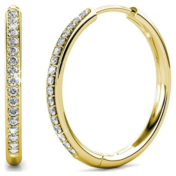 Cate Chloe Bianca 18k Gold Dangle Hoop Earrings – Swarovski Crystal Elegance
