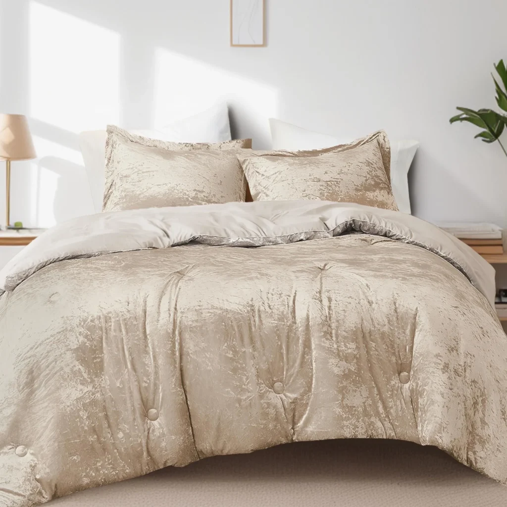 Comfort Spaces 9 Piece Microfiber Comforter Set – Reversible Queen Bed in a Bag with Side Pockets — alternate angle showing full product