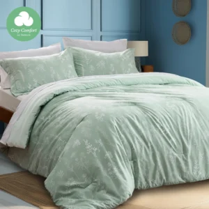 Cozy Comfort Sage Green Floral Reversible Comforter Set – Queen Size