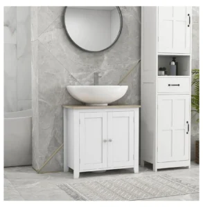 Ditangy Pedestal Sink Storage Cabinet Under Sink Cabinet Bathroom Vanity Cabinet Shape and Adjustable Internal Shelf White