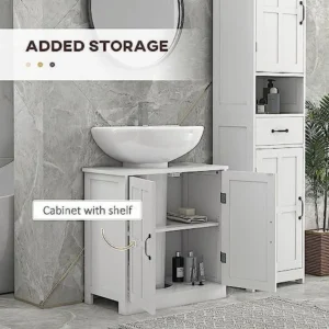 Ditangy Pedestal Sink Storage Cabinet Under Sink Cabinet Bathroom Vanity Cabinet Shape and Adjustable Internal Shelf White