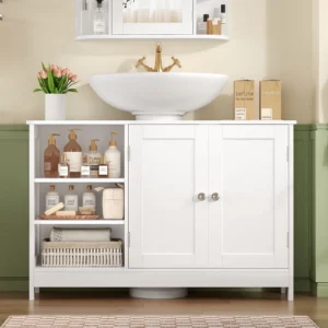 Ditangy Pedestal Sink Storage Cabinet Under Sink Cabinet Bathroom Vanity Cabinet Shape and Adjustable Internal Shelf White