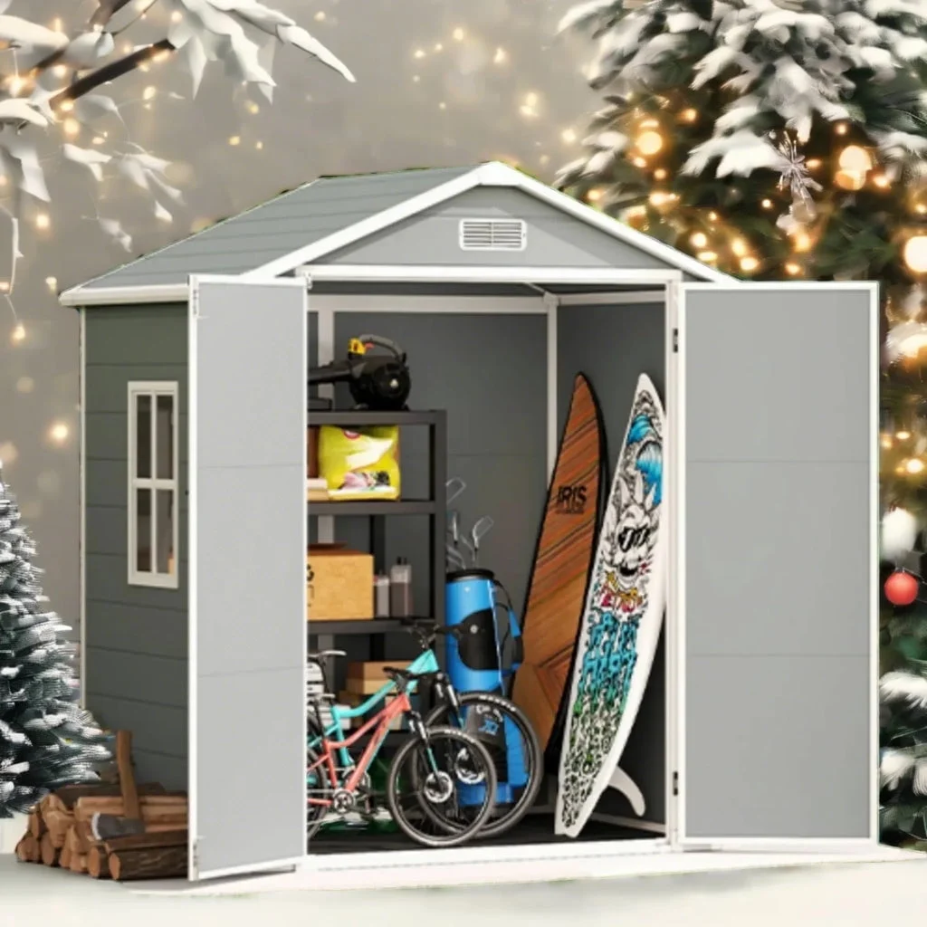 Durable Resin 6×4 All-Weather Outdoor Shed – Reinforced Floor, Lockable β alternate angle showing full product