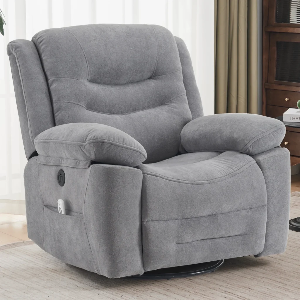 Ebello Design Overstuffed Massage Recliner – Heat & Vibration β alternate angle showing full product