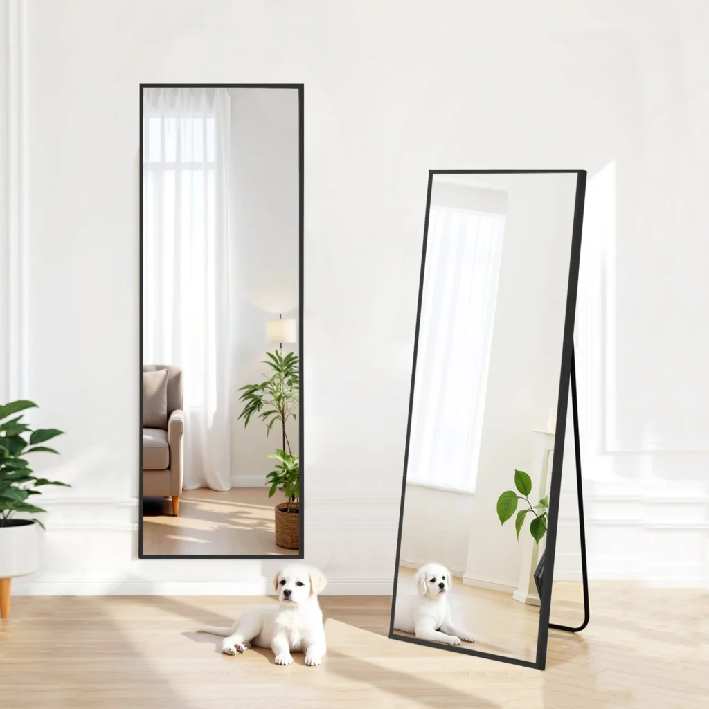 EDX Arched Full Length Mirror 59×16 – Versatile Black Frame — close-up detail of design and finish