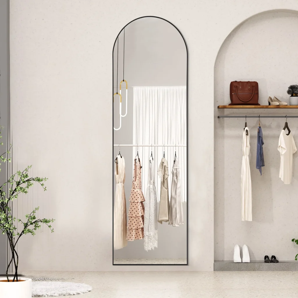 EDX Arched Full Length Mirror 59×16 – Versatile Black Frame — alternate angle showing full product