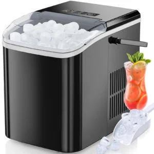 EDX Portable Countertop Ice Maker – Self-Cleaning Bullet Ice