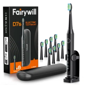 Fairywill Whitening Sonic Electric Toothbrush – 8 Heads & Travel Case