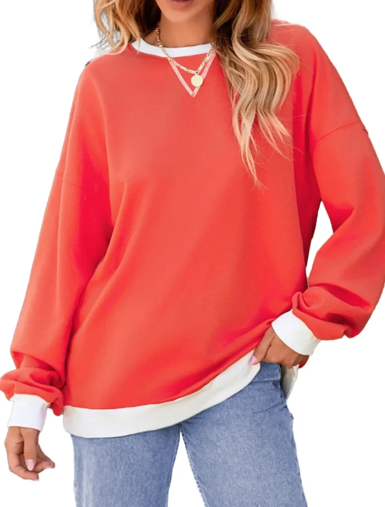 Fantaslook Color Block Sweatshirt – Trendy, Breathable Crewneck β alternate angle showing full product