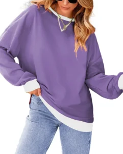Fantaslook Color Block Sweatshirt – Trendy, Breathable Crewneck
