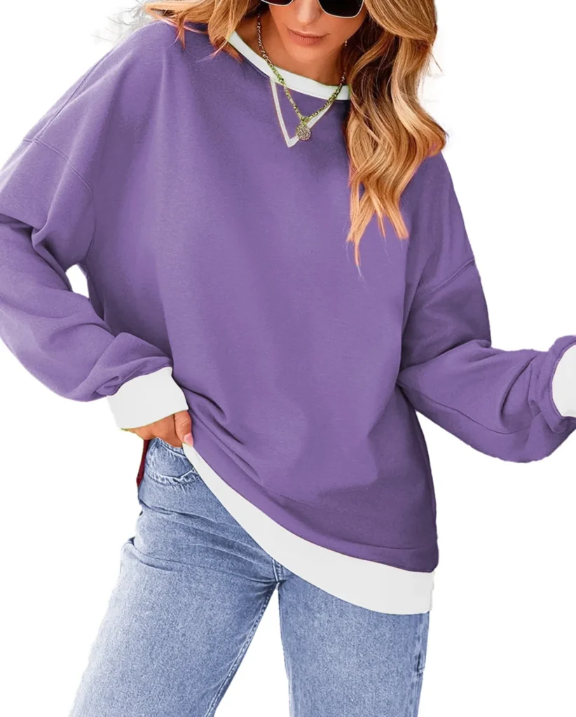 Fantaslook Color Block Sweatshirt – Trendy, Breathable Crewneck β close-up detail of design and finish