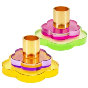 Gold Metal Taper Tabletop Candle Holder – Elegant Bow Accent Design