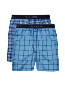 Hanes Blitz Woven Boxer Shorts – Assorted Blues 2XL Comfort