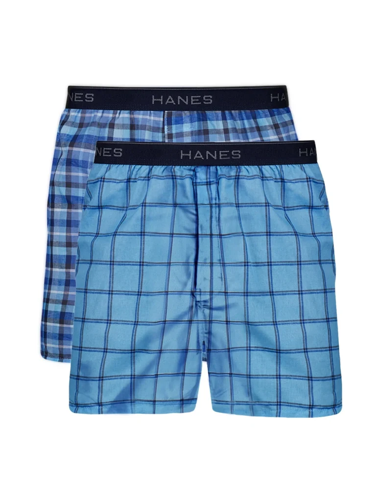 Hanes Blitz Woven Boxer Shorts – Assorted Blues 2XL Comfort β close-up detail of design and finish