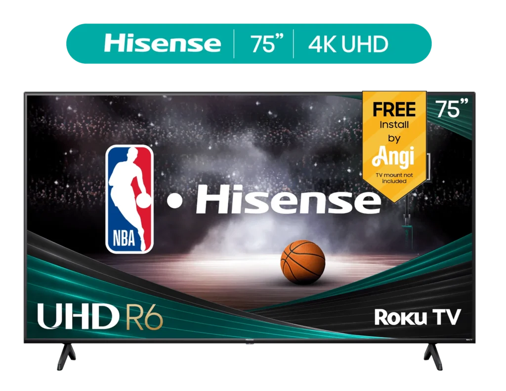 Hisense 75″ 4K UHD Roku Smart TV – HDR R6 Series β close-up detail of design and finish