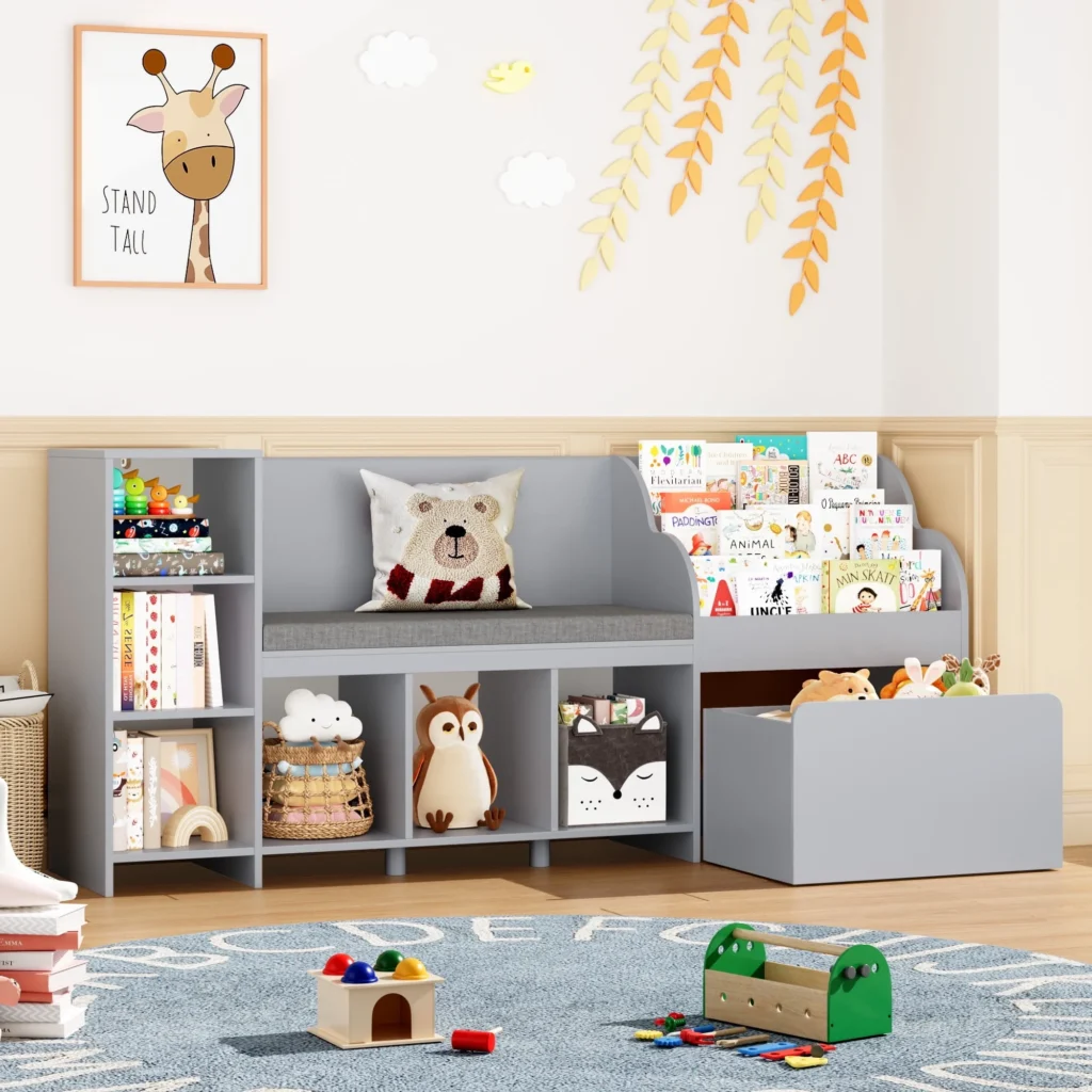 Homfa 7-Cube Geometric Kids’ Storage Organizer – 4 Drawers, White β alternate angle showing full product