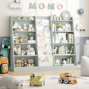 Homfa 7 Cube Geometric Toy Storage Organizer – 4 Drawers, Natural