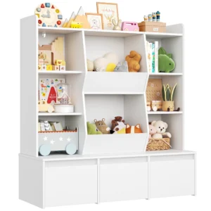 Homfa 7 Cube Geometric Toy Storage Organizer – 4 Drawers, Natural