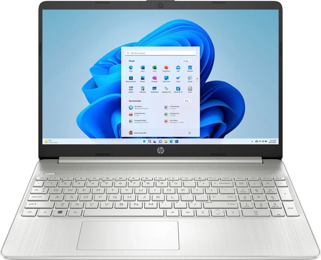HP 15.6″ Windows Laptop – Intel i3, 8GB RAM, 256GB SSD for Everyday β alternate angle showing full product