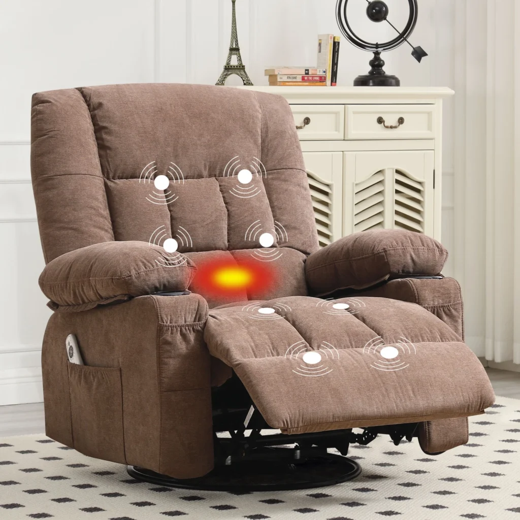 JONPONY Ergonomic Massage Swivel Rocker Recliner – Heat & USB β close-up detail of design and finish