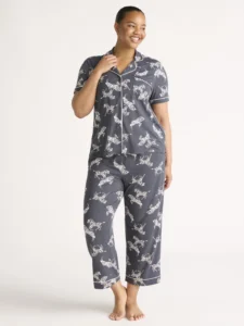 Joyspun Dreamy Soft Notch Collar Capri Pajama Set – Plush Comfort