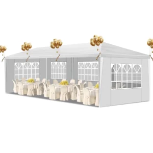 Ktaxon 10×30 Outdoor Canopy Tent – 5 Removable Sidewalls, White