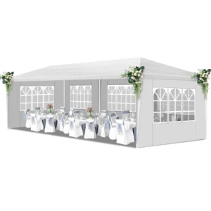 Ktaxon 10×30 Outdoor Canopy Tent – 5 Removable Sidewalls, White
