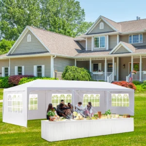 Ktaxon 10×30 Outdoor Canopy Tent – 5 Removable Sidewalls, White
