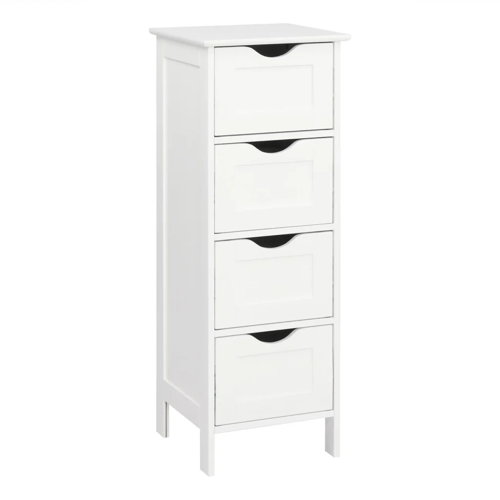 Ktaxon 4-Drawer Floor Storage Cabinet – Versatile White MDF