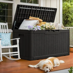 Ktaxon 75gal Outdoor Resin Storage Deck Box – Black