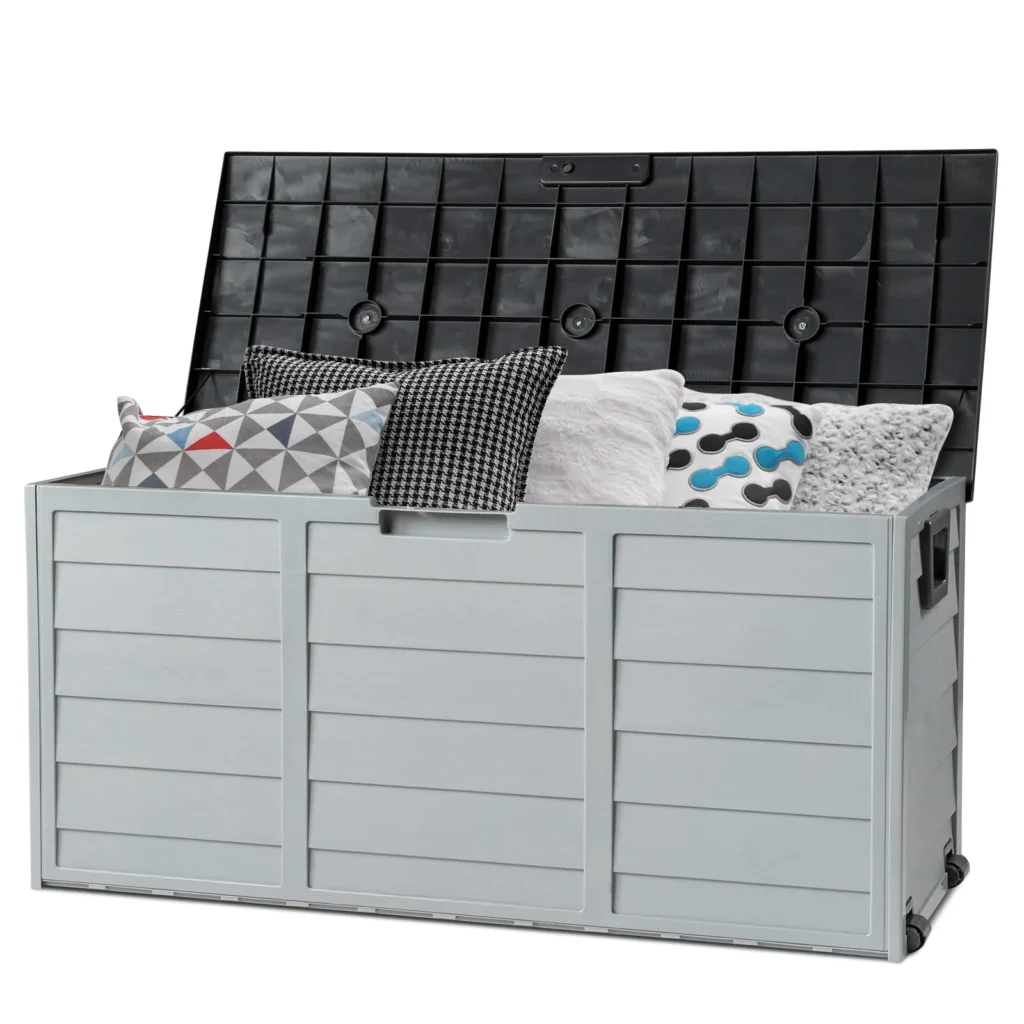 Ktaxon 75gal Outdoor Resin Storage Deck Box – Black β close-up detail of design and finish